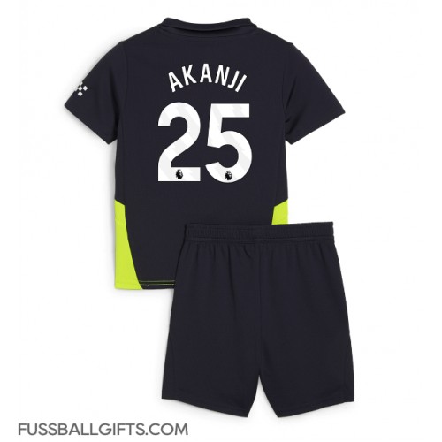 Manchester City Manuel Akanji #25 Fußballbekleidung Auswärtstrikot Kinder 2024-25 Kurzarm (+ kurze hosen)